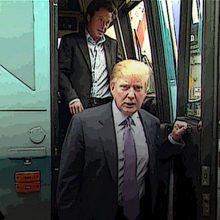 Trump gets off bus poster